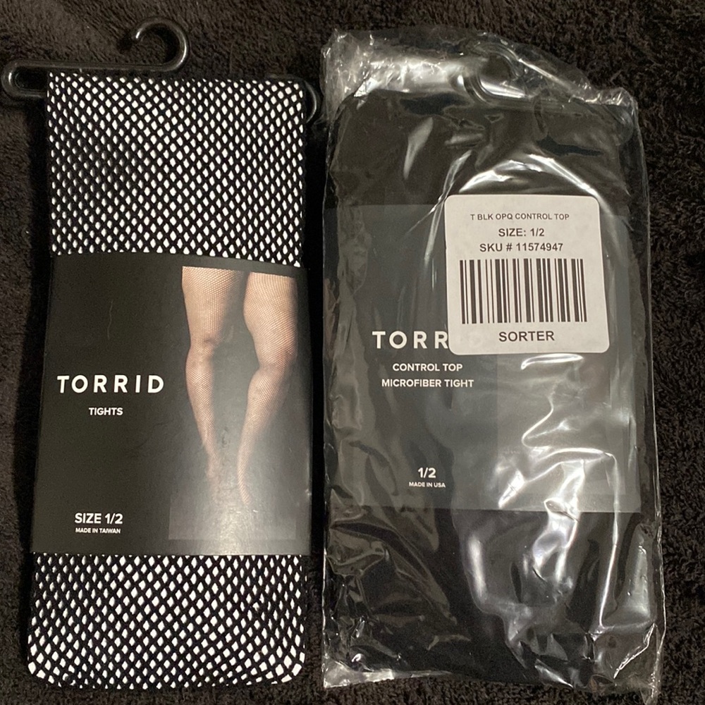Torrid tights Bundle Fishnets and solid black size 1/2